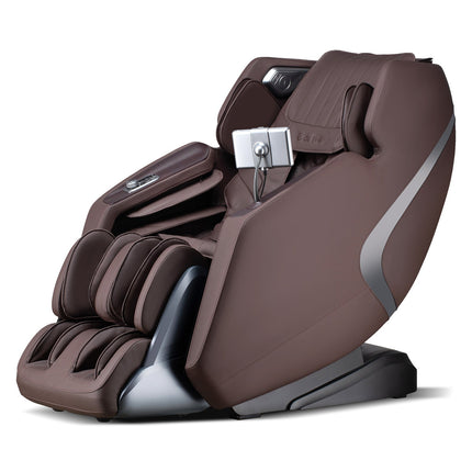 -Costway-4D SL-Track Full Body Massage Chair w/ Zero-Gravity Design, Heated Shawl, Neck & Back & Feet Heater, Calf & Foot Rollers,Magic Calf Rollers, Voice Control, Yoga Stretching, Smart Body Scanning, Touch Screen, Blue-tooth Speaker