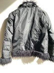 Y2K Suzy Shier Faux Fur Trim Black Jacket