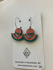 Geometric Semicircle + Circle wooden dangle earrings- Sick Chick (Revelstoke, BC)
