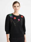 Vintage 80s Sequin Floral Embellished Sweater