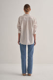 Button Down Gold Stripe Longsleeve Shirt - White