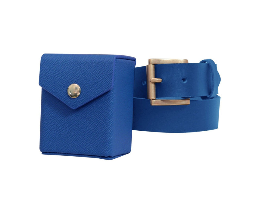 Blue - Hard Shell - Textured Leather - Deck Box - With Belt Loop