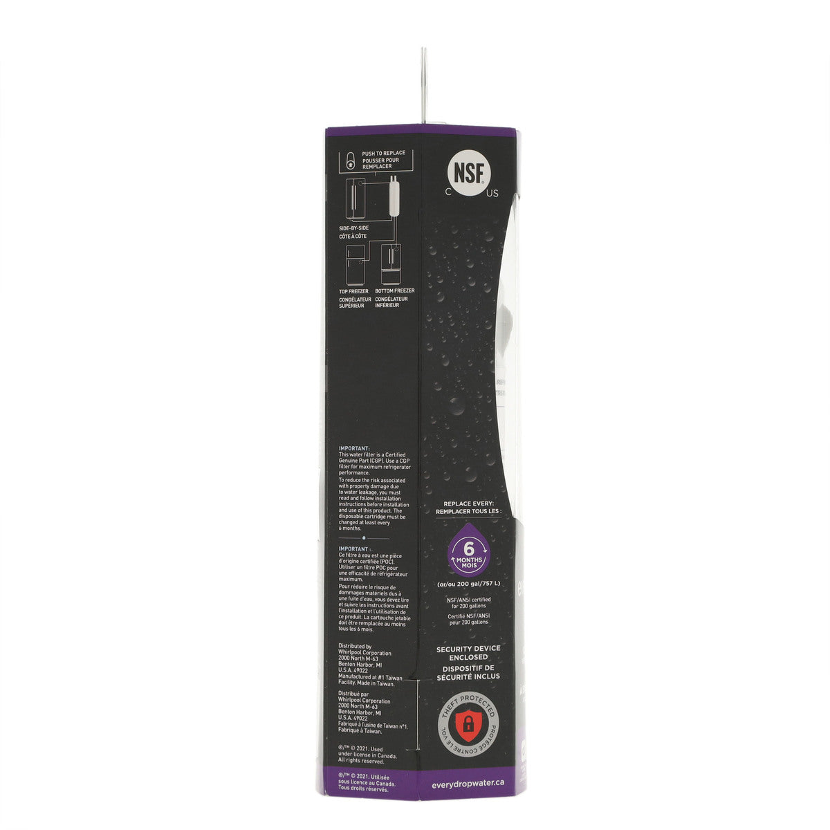 Filtre à eau de remplacement pour réfrigérateur Whirlpool EDR1RXD1B