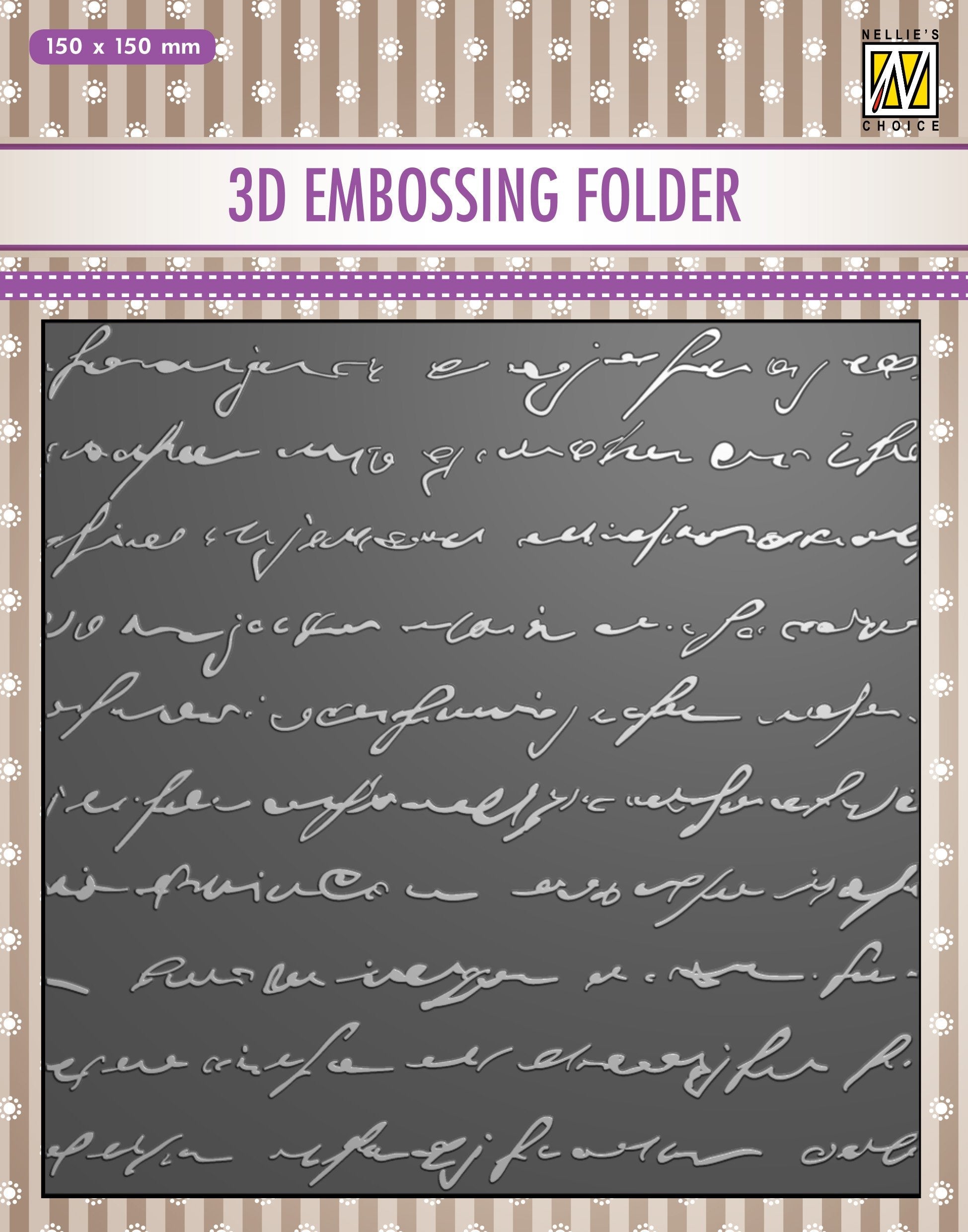 Nellie's Choice 3D Embossing Folder - Writing