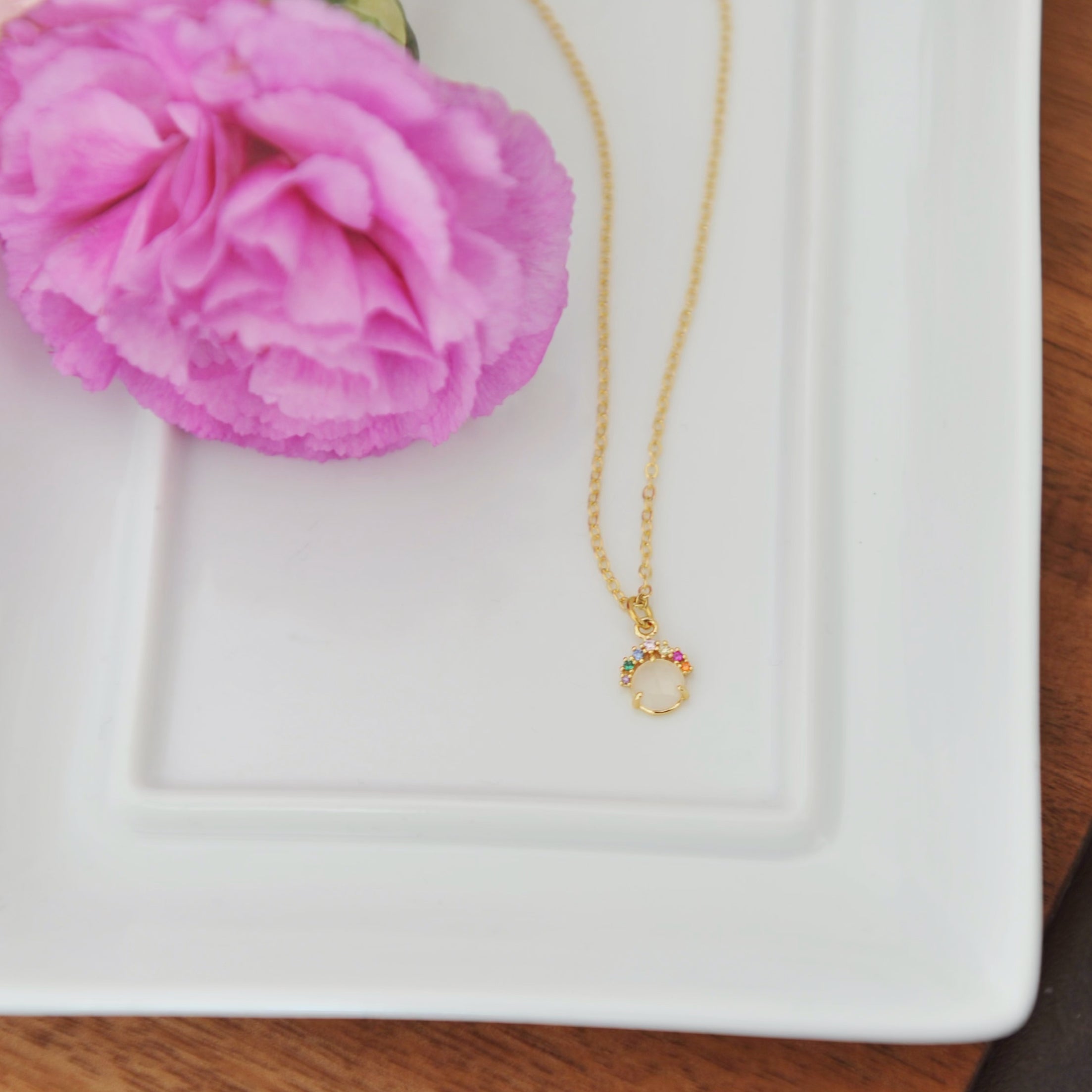 Alina White Smoke Cubic Zirconia Charm Necklace 
