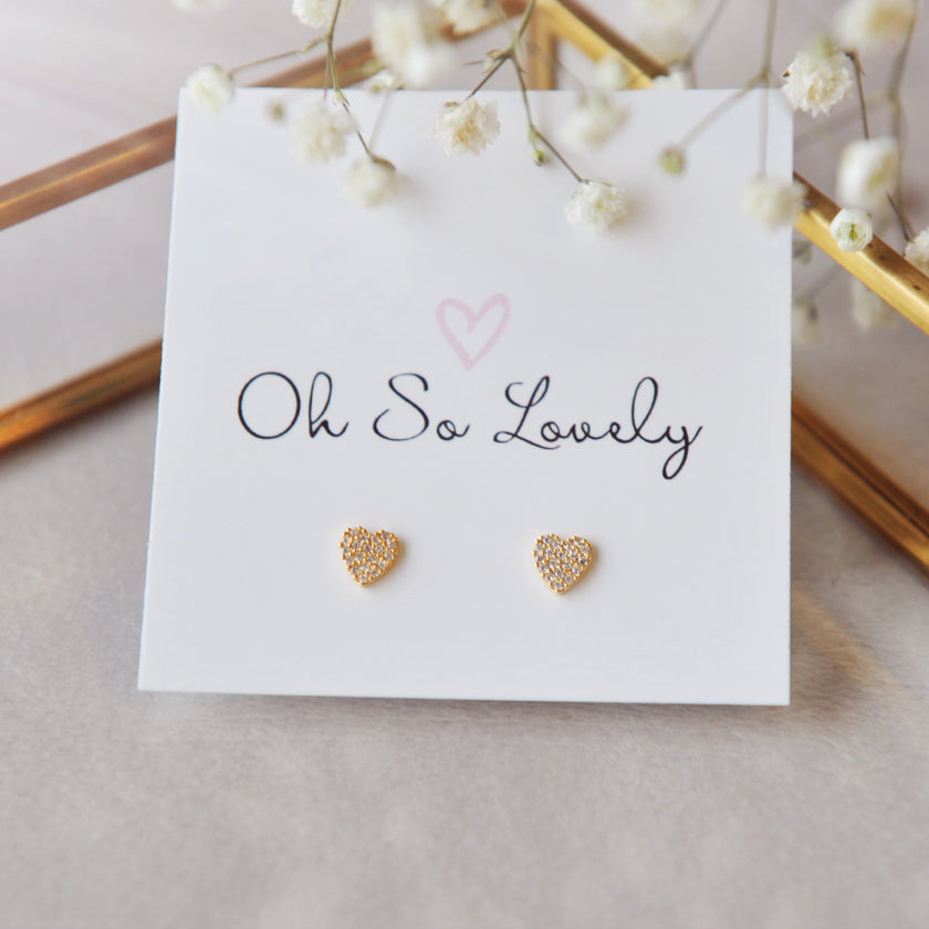 Belle diamond heart studs