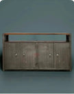 Buffet industriel en bois recyclé et acier brut