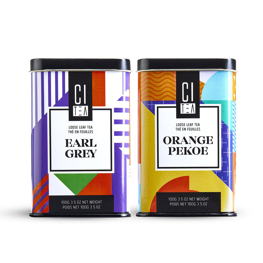 Thé noir en feuilles, Earl Grey et Orange Pekoe