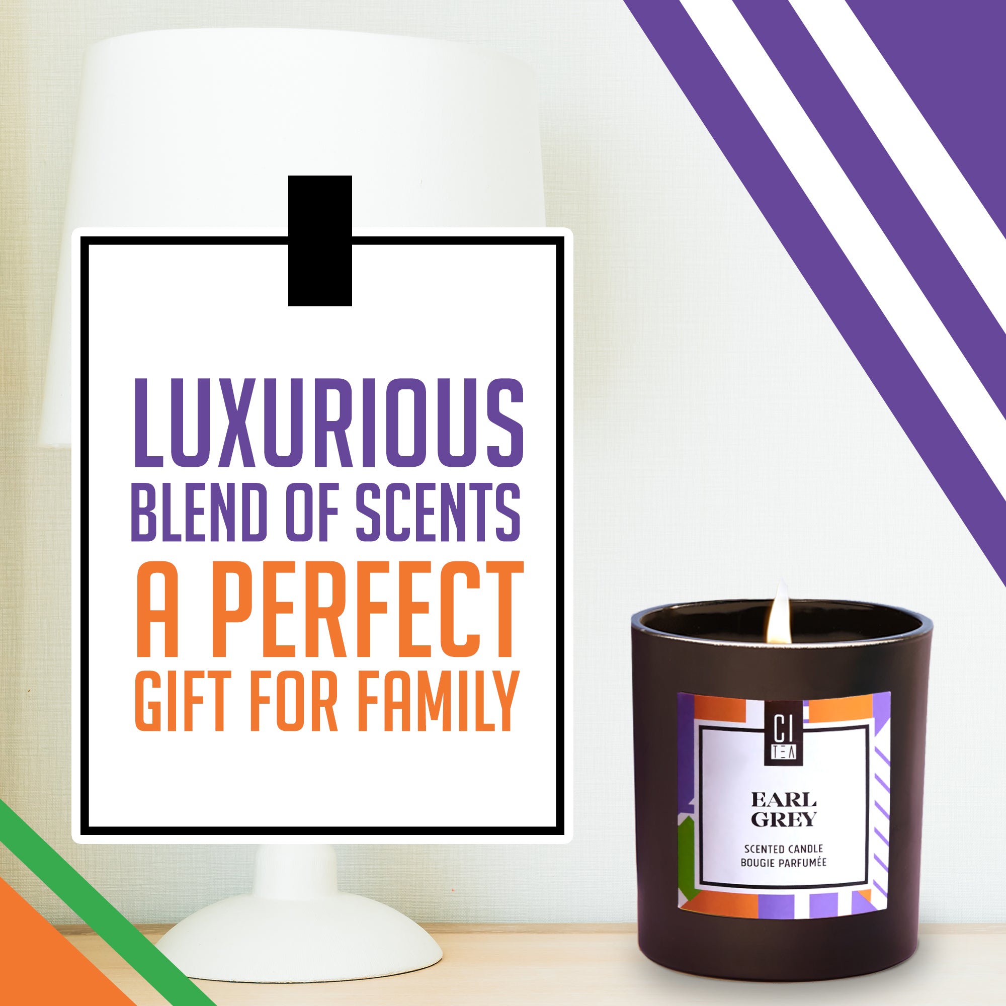 Bougie en cire de soja au parfum de thé Earl Grey - Bergamote & Rose - 8 oz