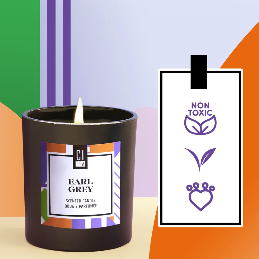 Bougie en cire de soja au parfum de thé Earl Grey - Bergamote & Rose - 8 oz