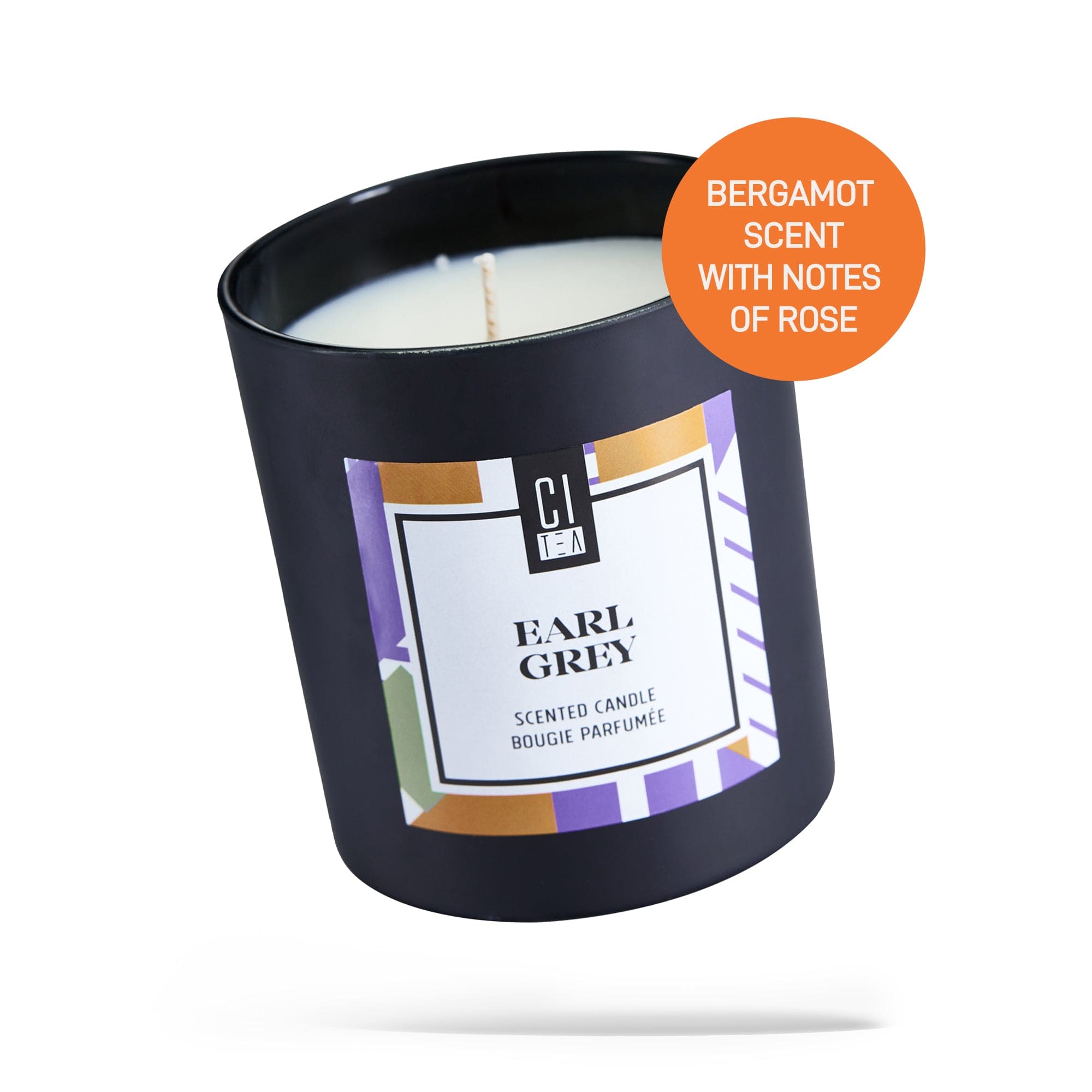 Bougie en cire de soja au parfum de thé Earl Grey - Bergamote & Rose - 8 oz