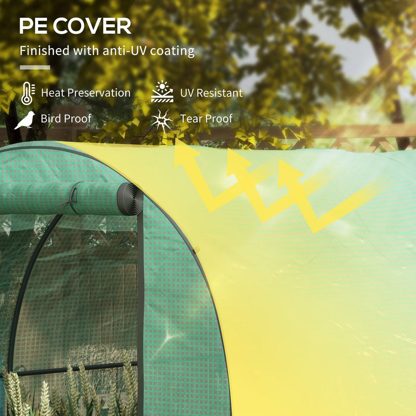 Outsunny Polytunnel Grow Haven: 6.6x10x6.6FT Walk-In Grow House with Plastic Cover, Door Mesh Window Steel Frame