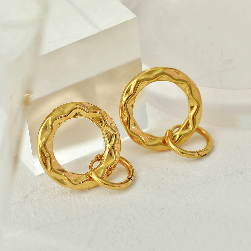 ELENA: Sculpted Texture Gold Hoop Earrings