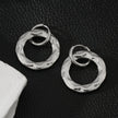 ELENA: Sculpted Texture Silver Toned (White Gold) Hoop Earrings