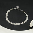ELLA White Gold (Silver Toned): Intertwined Herringbone Snake Skin Textured Bracelet