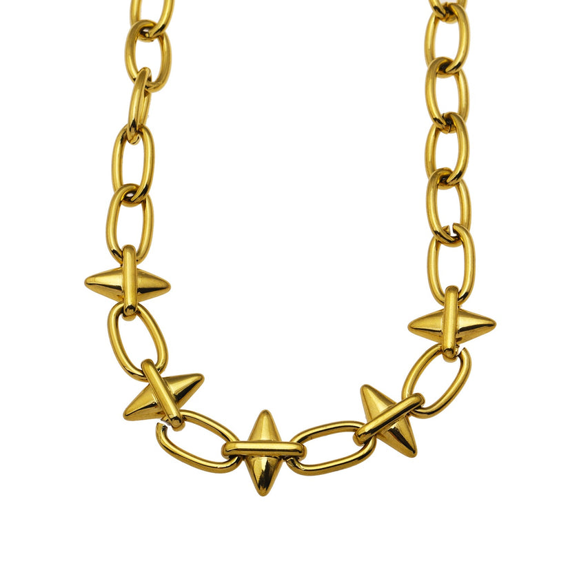 ELLINOR : Collier à breloques en forme de goutte de diamant, style industriel chic.