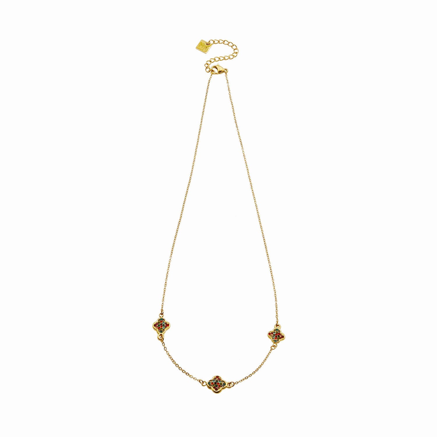 ELLIS Coloured Zirconia Charms Gold Necklace