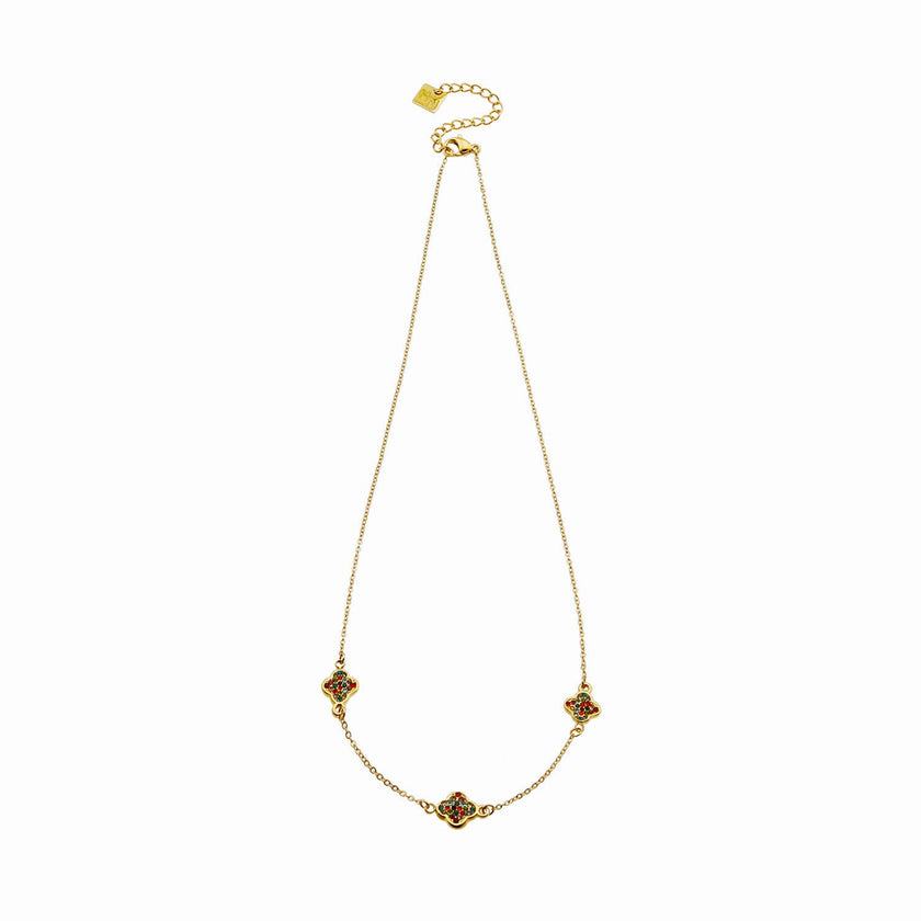 ELLIS Coloured Zirconia Charms Gold Necklace