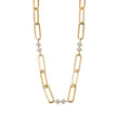ELOPPINA Gold Necklace: Paper Clip Chain with Zirconia Accents & a Freshwater Pearl Charm