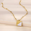 ELU Minimalist Metal & Shell Square Pendant Necklace