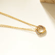 ELVIRA Mixed Metals: Double Chain Dainty Necklace with Intertwined 3-Ring Pendant – Symbol of Love, Unity & Eternity