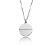 EMERSYN Argent (Or Blanc) : Collier avec pendentif rond minimaliste en métal et coquille.