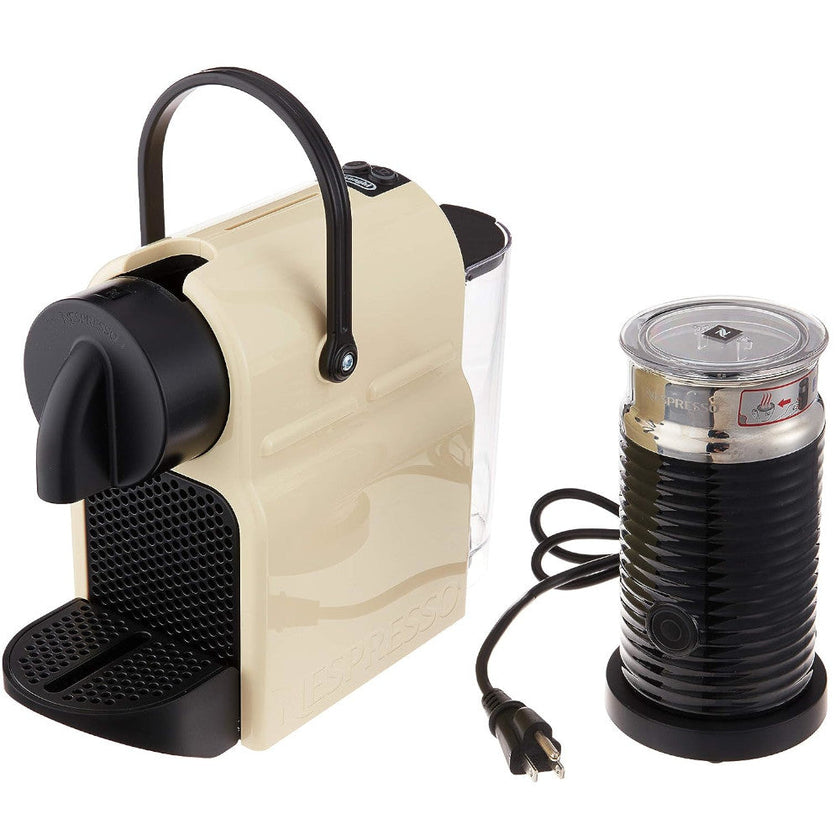 NESPRESSO Inissia Original Espresso Machine Bundle with Aeroccino Milk Frother by De'Longhi, Creamy White - EN80CWAECA