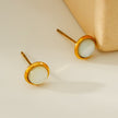ENFIELD : Boucles d'oreilles rondes en coquillages naturels avec bordure dorée