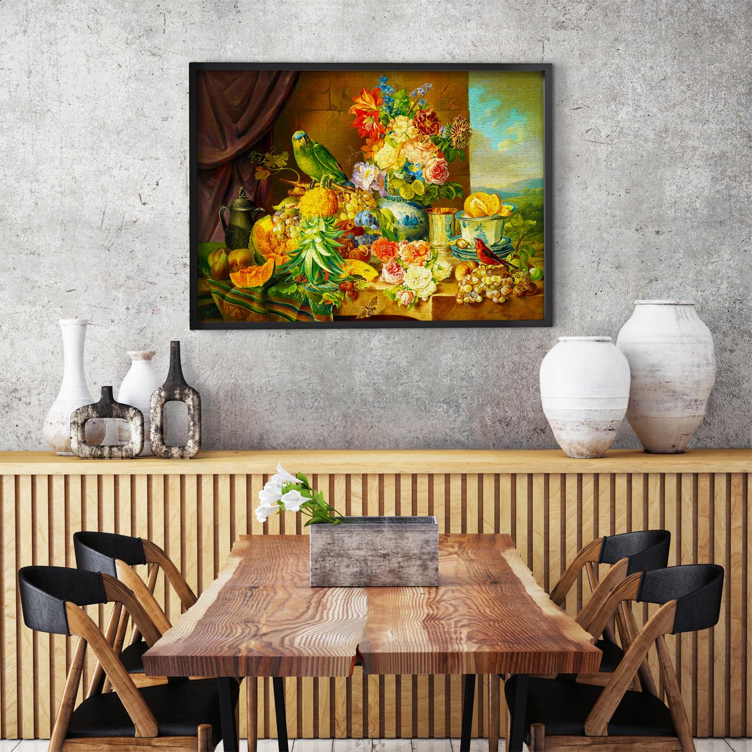 ENJOY - Schuster: Still Life with Fruit Flowers and Parrot (1000-Piece Puzzle)