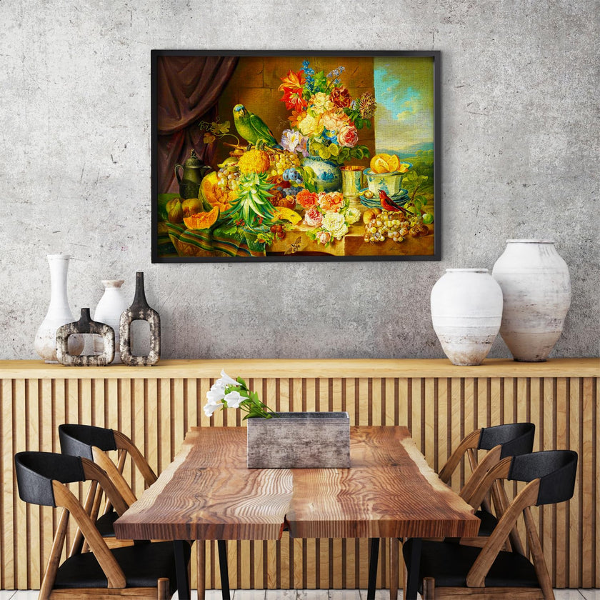 ENJOY - Schuster: Still Life with Fruit Flowers and Parrot (1000-Piece Puzzle)