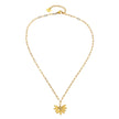 ENOLA Chaîne mini-cadenas avec pendentif en zircone à motif de feuilles en or.