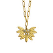 ENOLA Chaîne mini-cadenas avec pendentif en zircone à motif de feuilles en or.
