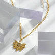 ENOLA Chaîne mini-cadenas avec pendentif en zircone à motif de feuilles en or.