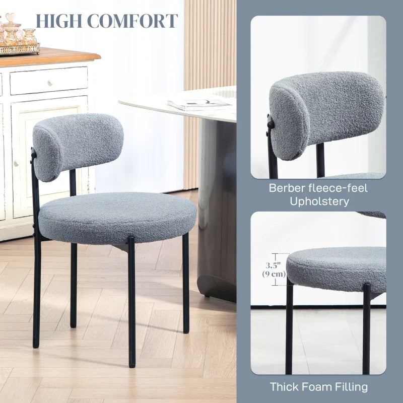 Cruz Modern Dining Chairs with Berber-Fleece Back-Set of 4-Grey