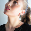 ERISSA: Trio Square-Beads Dainty Chain Necklace in White Gold (Silver Toned)