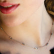 ERISSA: Trio Square-Beads Dainty Chain Necklace in White Gold (Silver Toned)