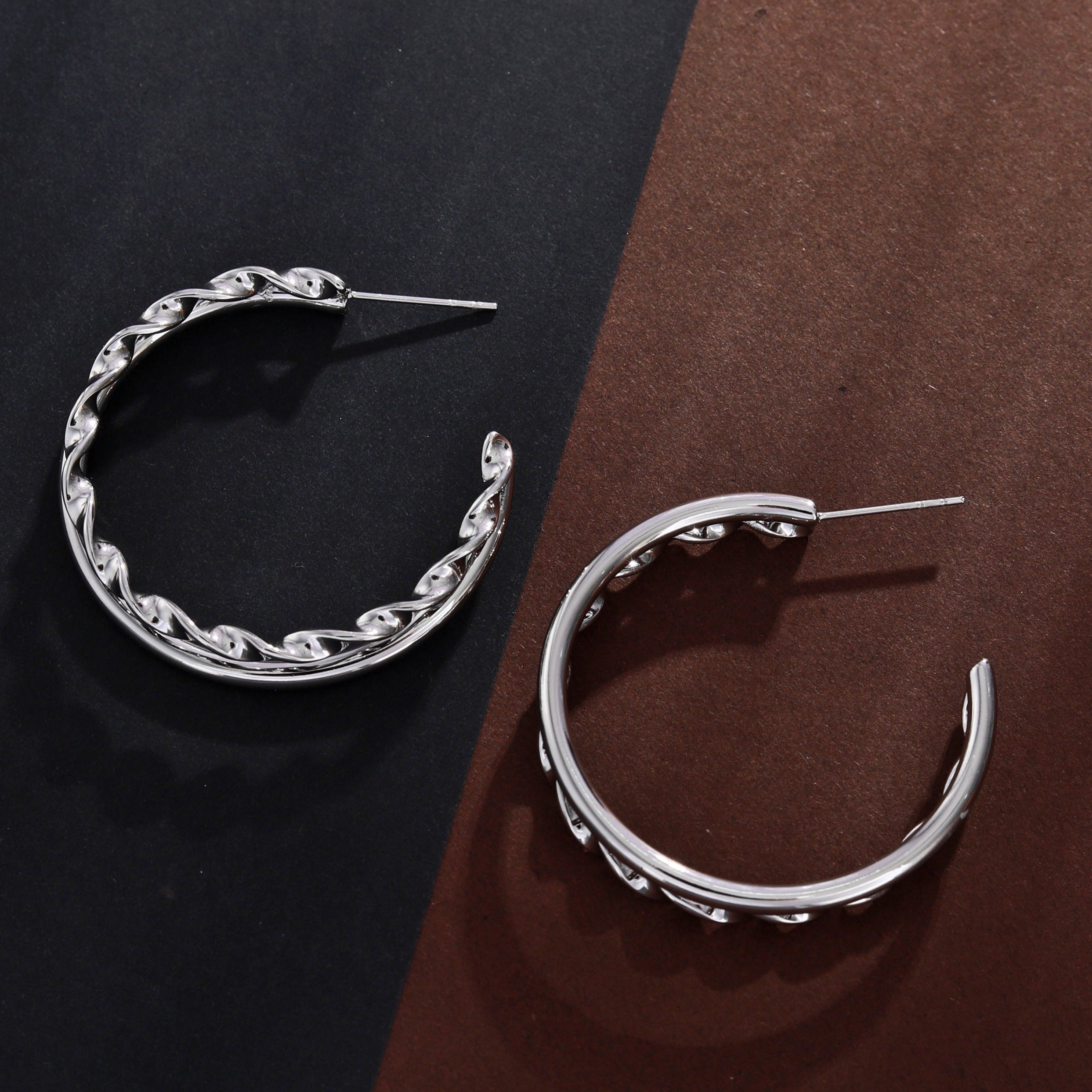 Boucles d'oreilles ESME en argent, double rangée.