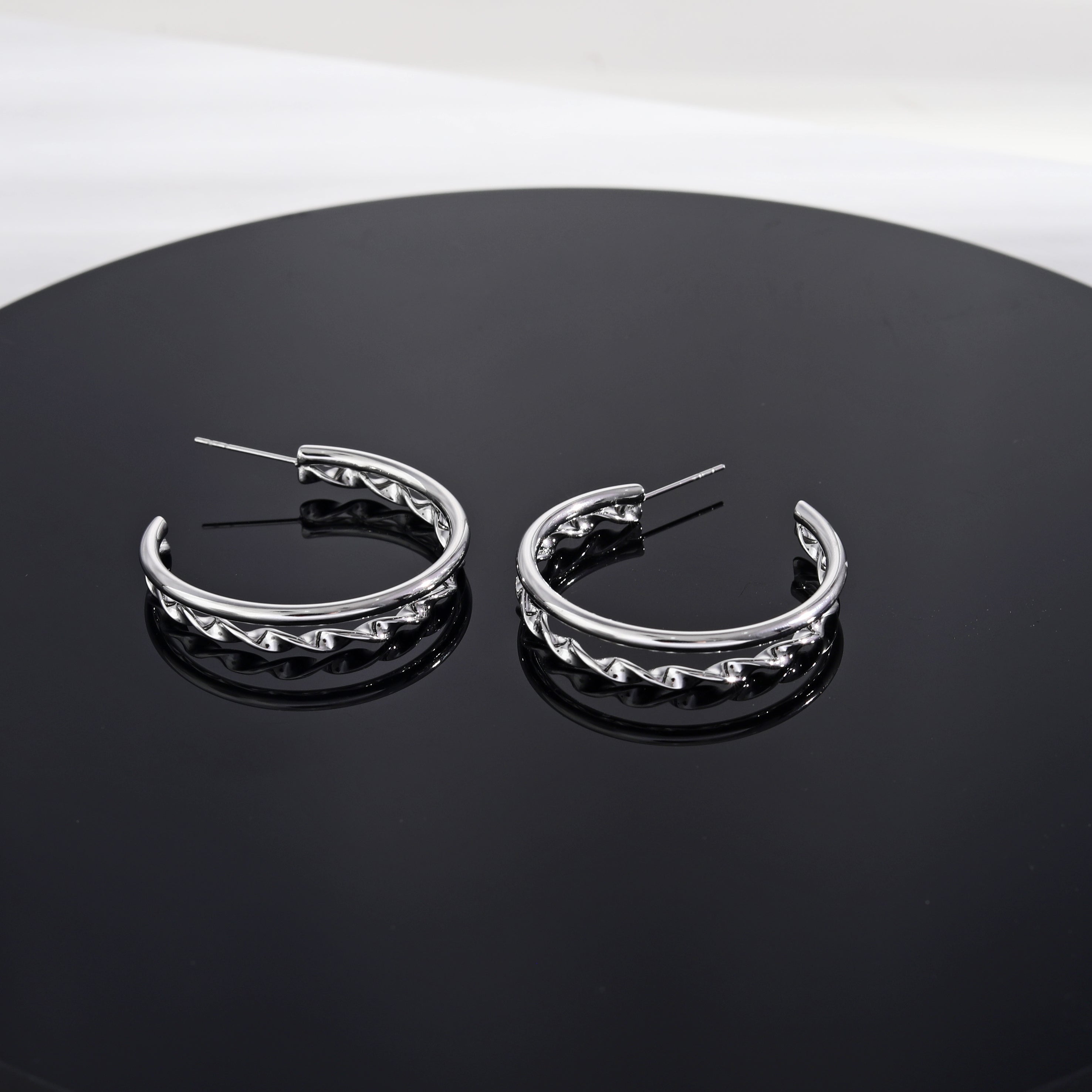 Boucles d'oreilles ESME en argent, double rangée.