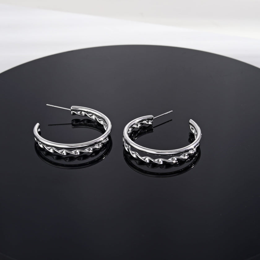 Boucles d'oreilles ESME en argent, double rangée.