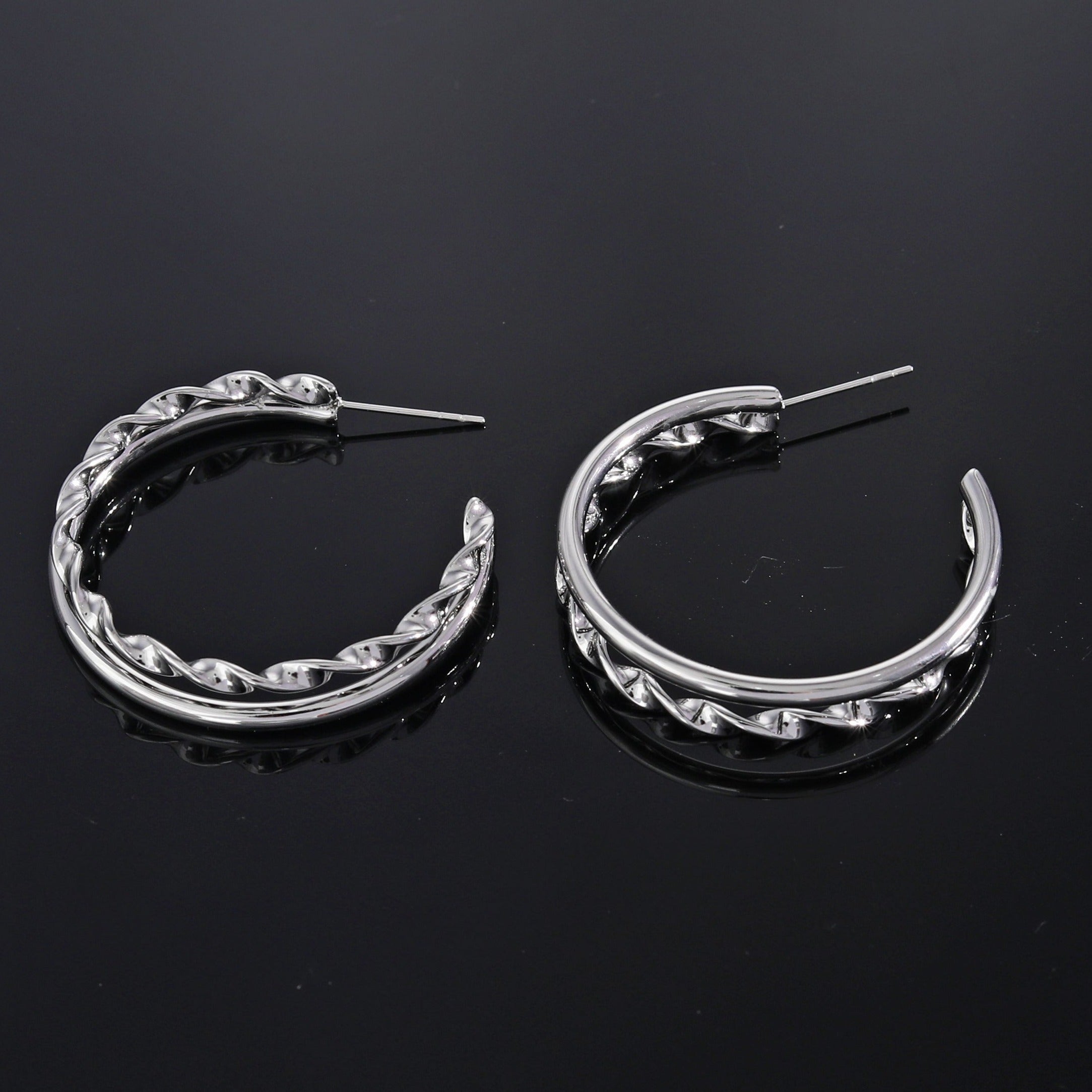 Boucles d'oreilles ESME en argent, double rangée.