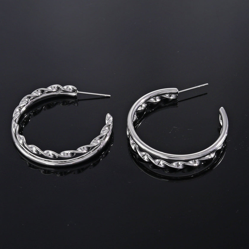 Boucles d'oreilles ESME en argent, double rangée.