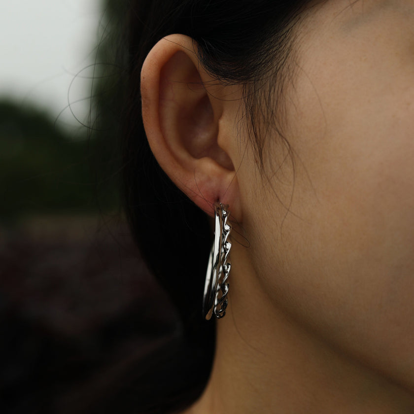 Boucles d'oreilles ESME en argent, double rangée.