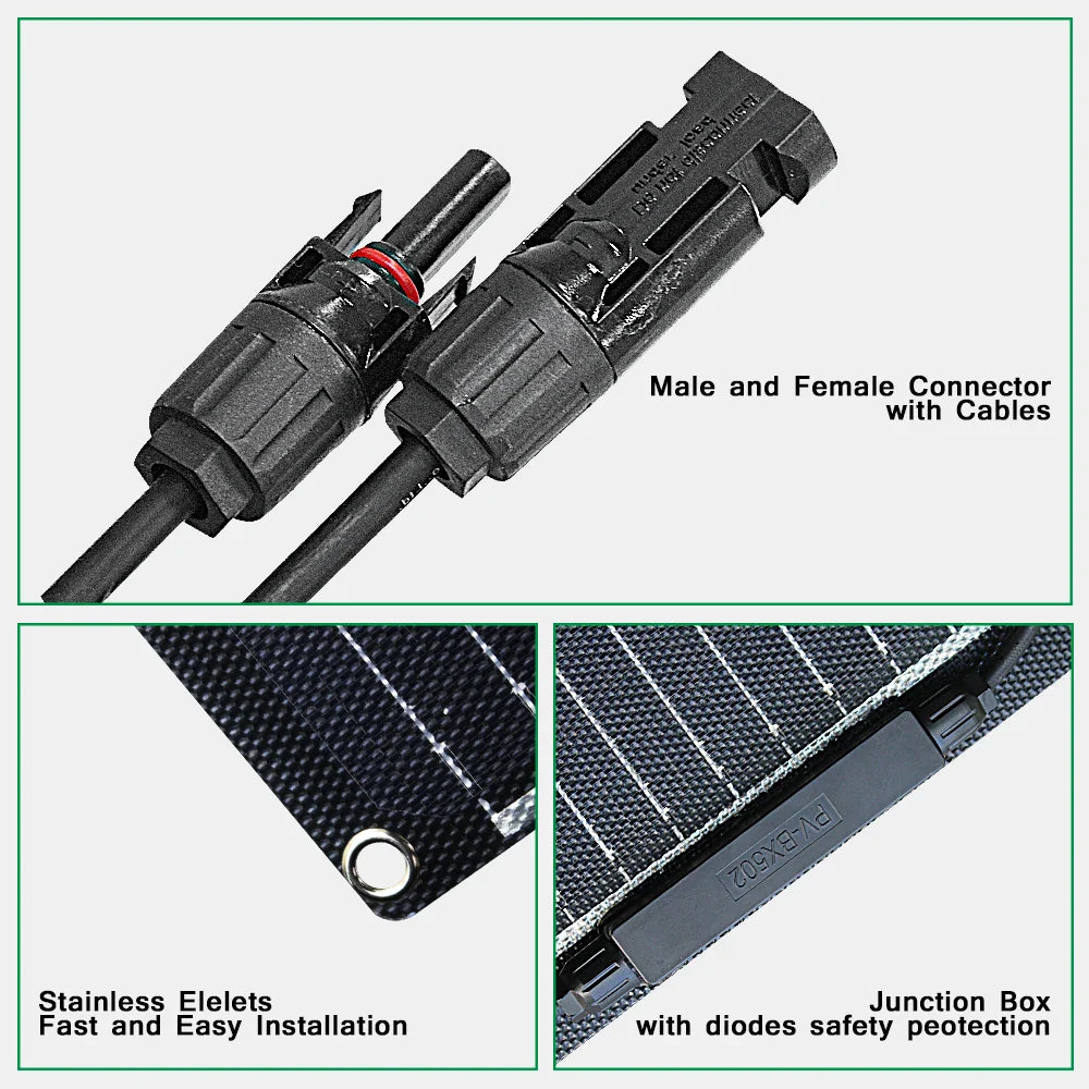 ETFE Flexible Solar Panel 100-400W  Monocrystalline Solar Cell for 12V Battery Charger