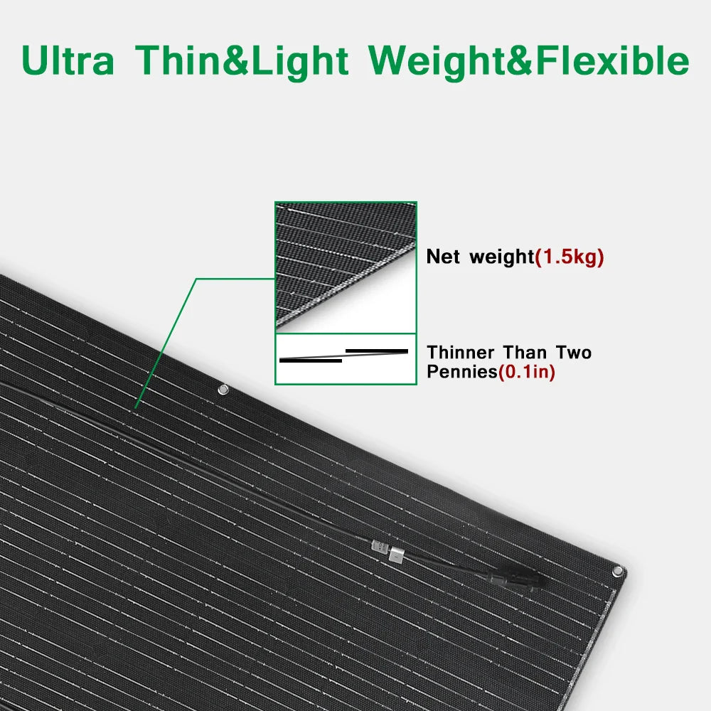 ETFE Flexible Solar Panel 100-400W  Monocrystalline Solar Cell for 12V Battery Charger