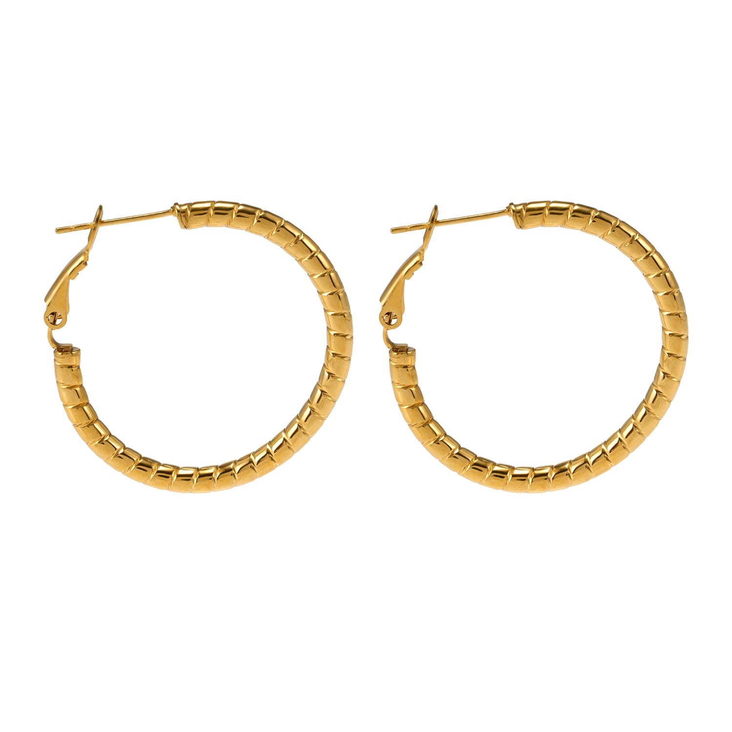 Style ETSUKO : Boucles d'oreilles en forme de cercle avec motif de roseaux sculptés