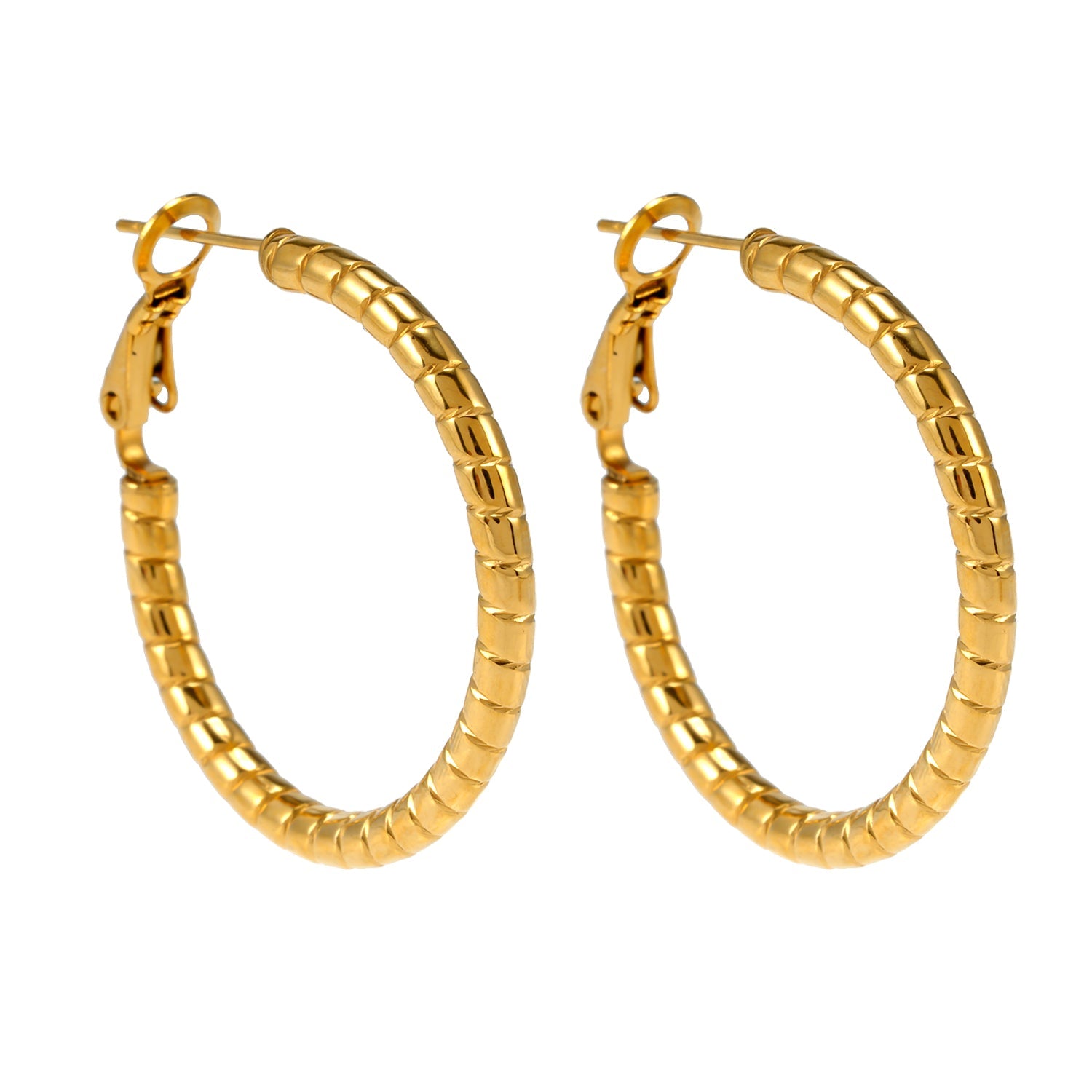 Style ETSUKO : Boucles d'oreilles en forme de cercle avec motif de roseaux sculptés