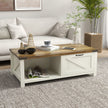 Lowen Farmhouse Coffee Table with Drawer and Open Storage Shelf-Brown