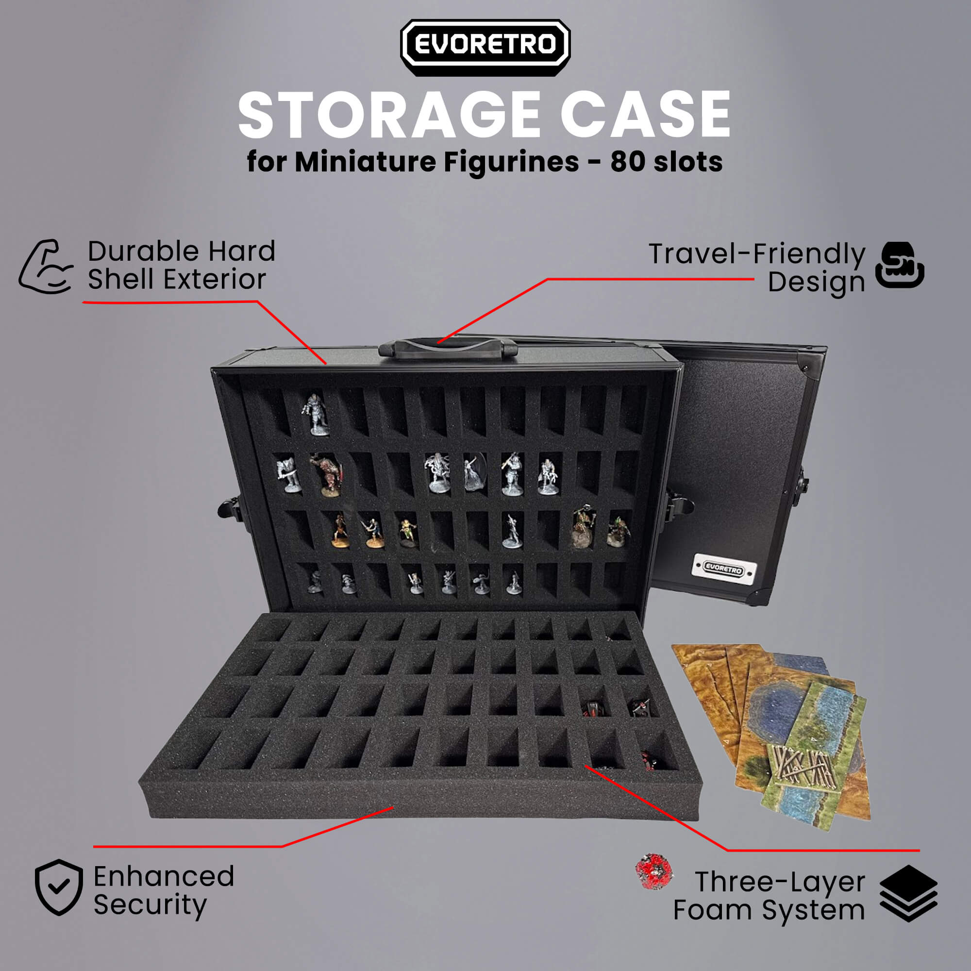 80-Slot EVORETRO Miniature Storage Case with Customizable Foam