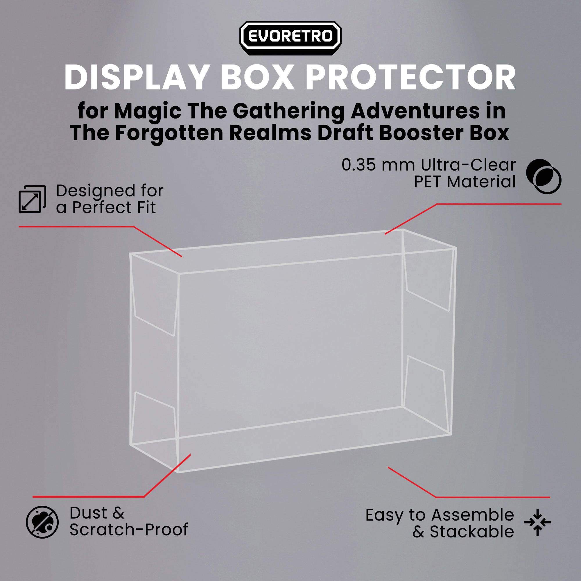 Magic The Gathering Adventures in The Forgotten Realms Draft Booster Box - EVORETRO PET Protector 0.35MM - Pack of 1