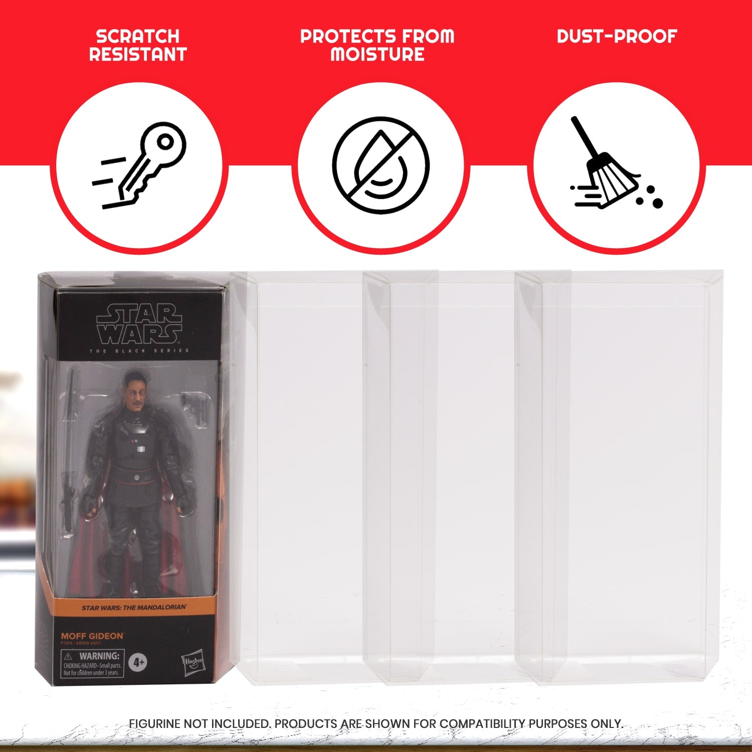 EVORETRO Action Figure Protective Case for Regular Star Wars Black Series with Angled Corners - PET 0.35MM - 10 Pack